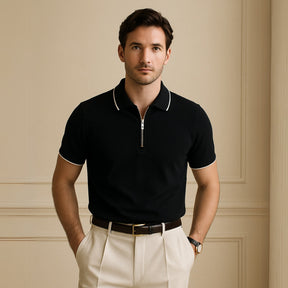 Mens Quarterzip Polo - Manttan Black